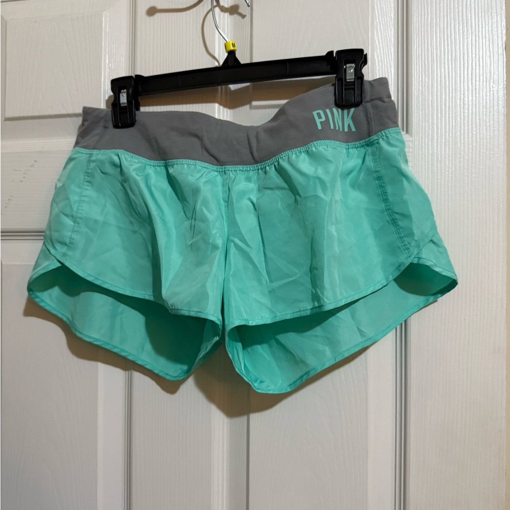 PINK Victoria's Secret Women's Teal and Gray Athletic Shorts